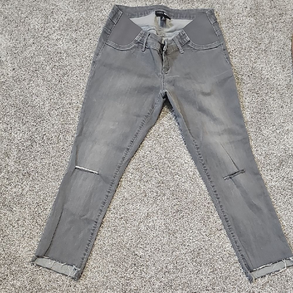 Maternity Indigo Blue Women's Cropped Jeans - Gray